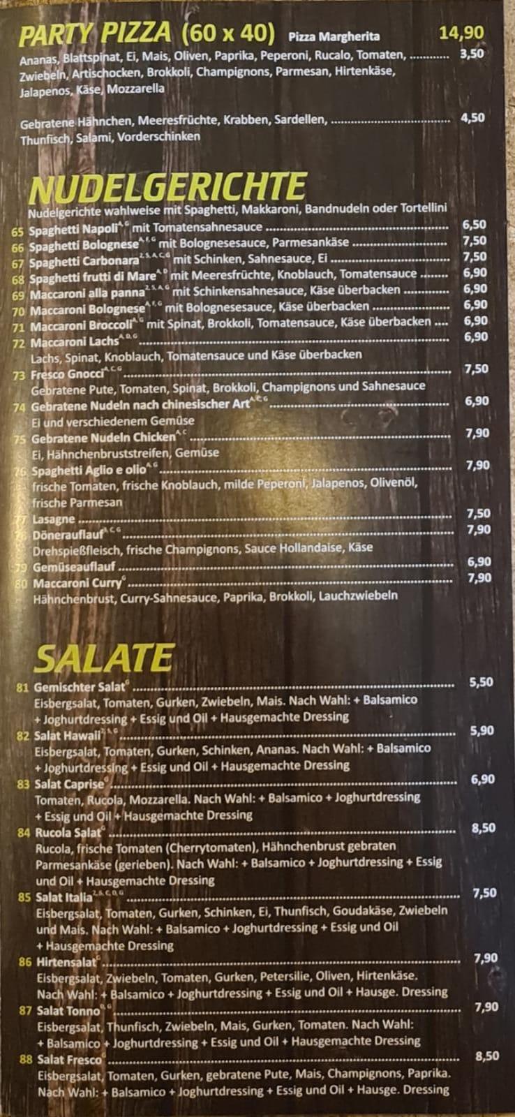Speisekarte von Pizzeria Fresco Fuldatal, Fuldatal