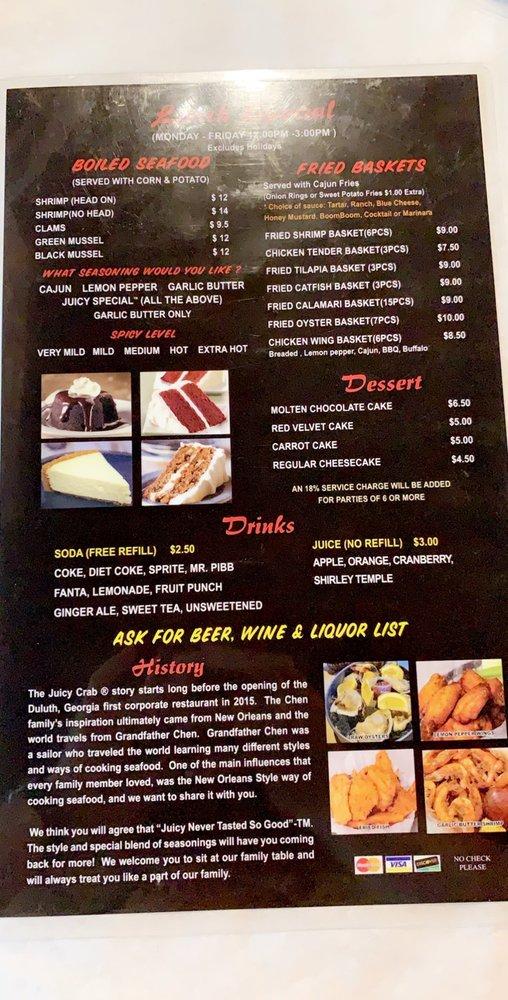Menu at The Juicy Crab McDonough pub & bar, McDonough