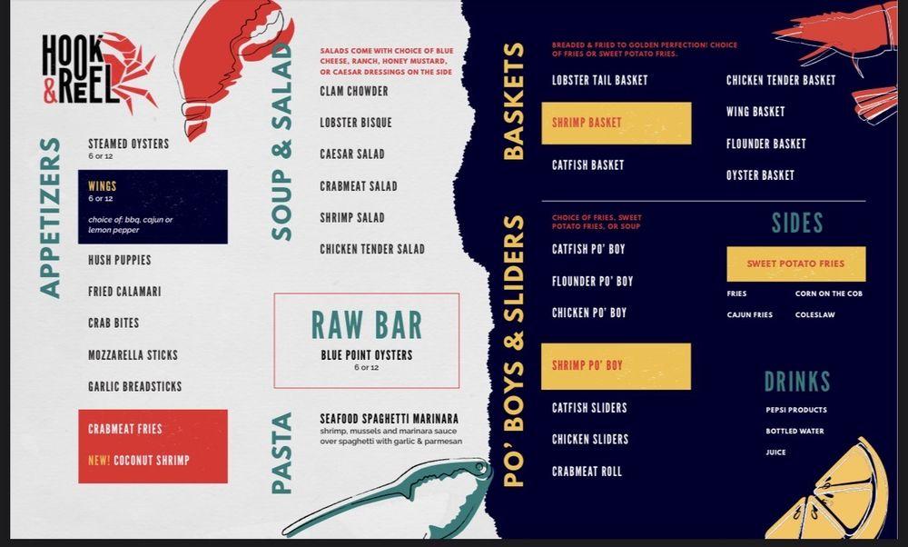 Menu at Hook & Reel Cajun Seafood & Bar, Jacksonville