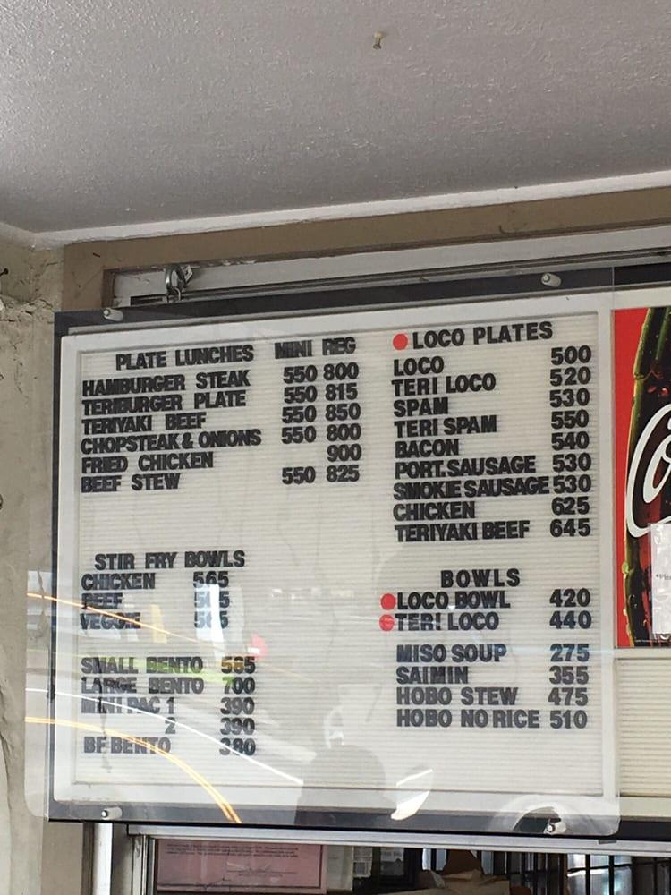 Menu at Kandi's Drive Inn restaurant, Hilo