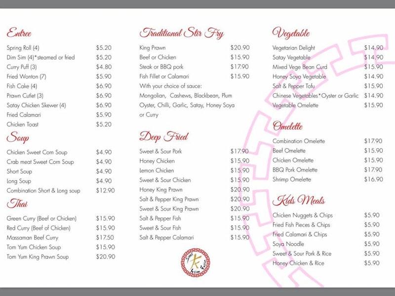 Menu At Sang s Asian Fusion Restaurant Bundaberg Central