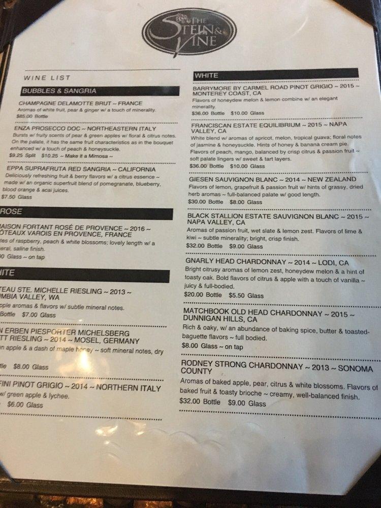 Menu at The Stein & Vine pub & bar, Brandon