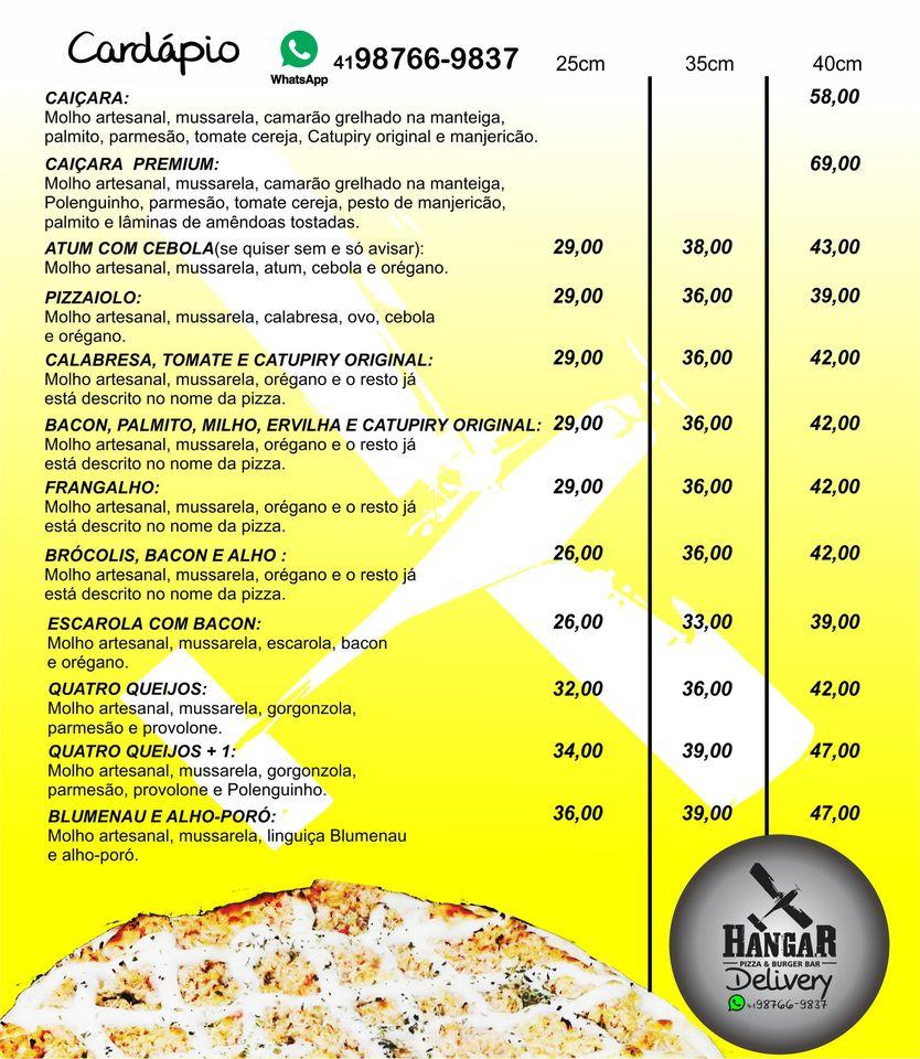 Hangar Rock Burger Bar cardápio