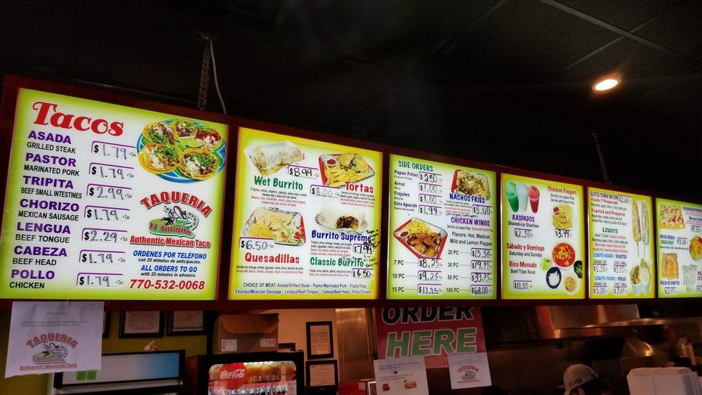 Menu At Taqueria El Antojito Restaurant Flowery Branch Southland Dr