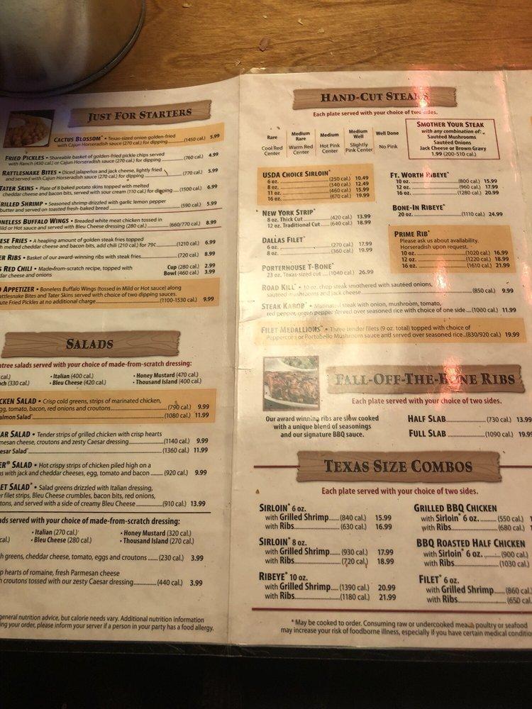 Menu at Texas Roadhouse BBQ, Middletown, 741 Middletown Warwick Rd