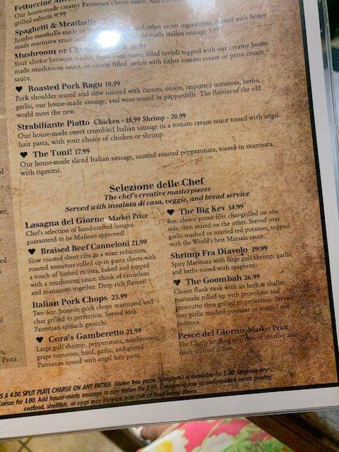 Menu at Amore! Italian Kitchen restaurant, Indianapolis