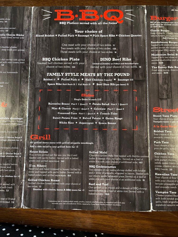 Menu at Bray's Smokehouse BBQ, Kingsville