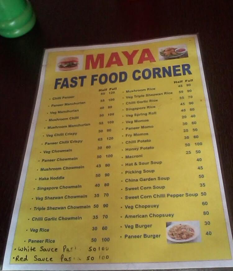 R115 Maya Fast Food Corner Menu 