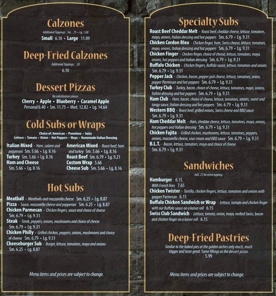 Menu at Fat Frankie's Pizzeria, Sodus