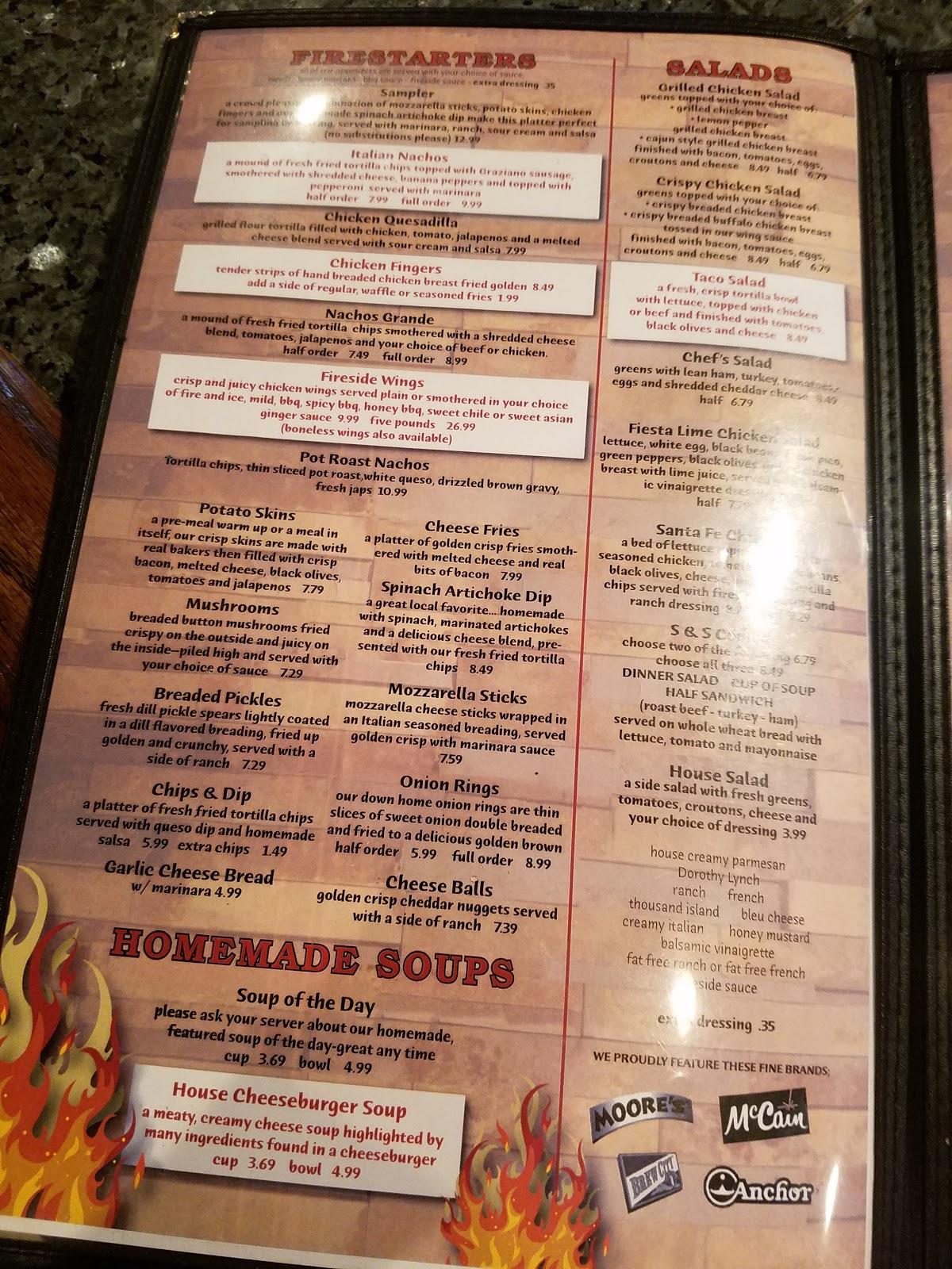 Menu at Fireside Grille pub & bar, Altoona