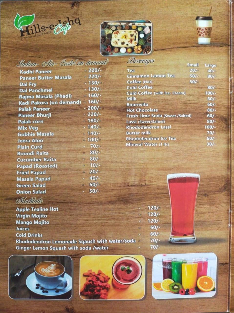 Menu At Hills-E-Ishq Cafe Best Cafe In Landour Mussoorie, Mussoorie ...