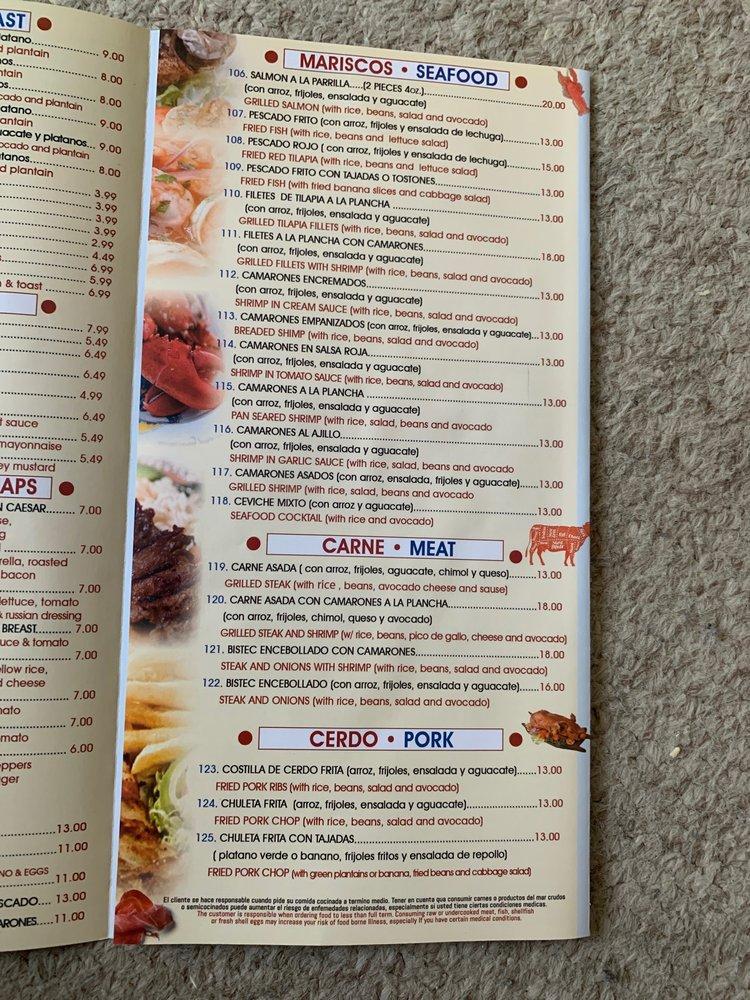 Menu at La Fonda restaurant, Levittown