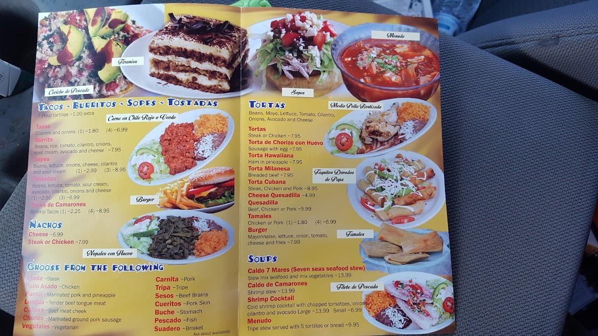 Menu at El Taquito restaurant, Clemmons