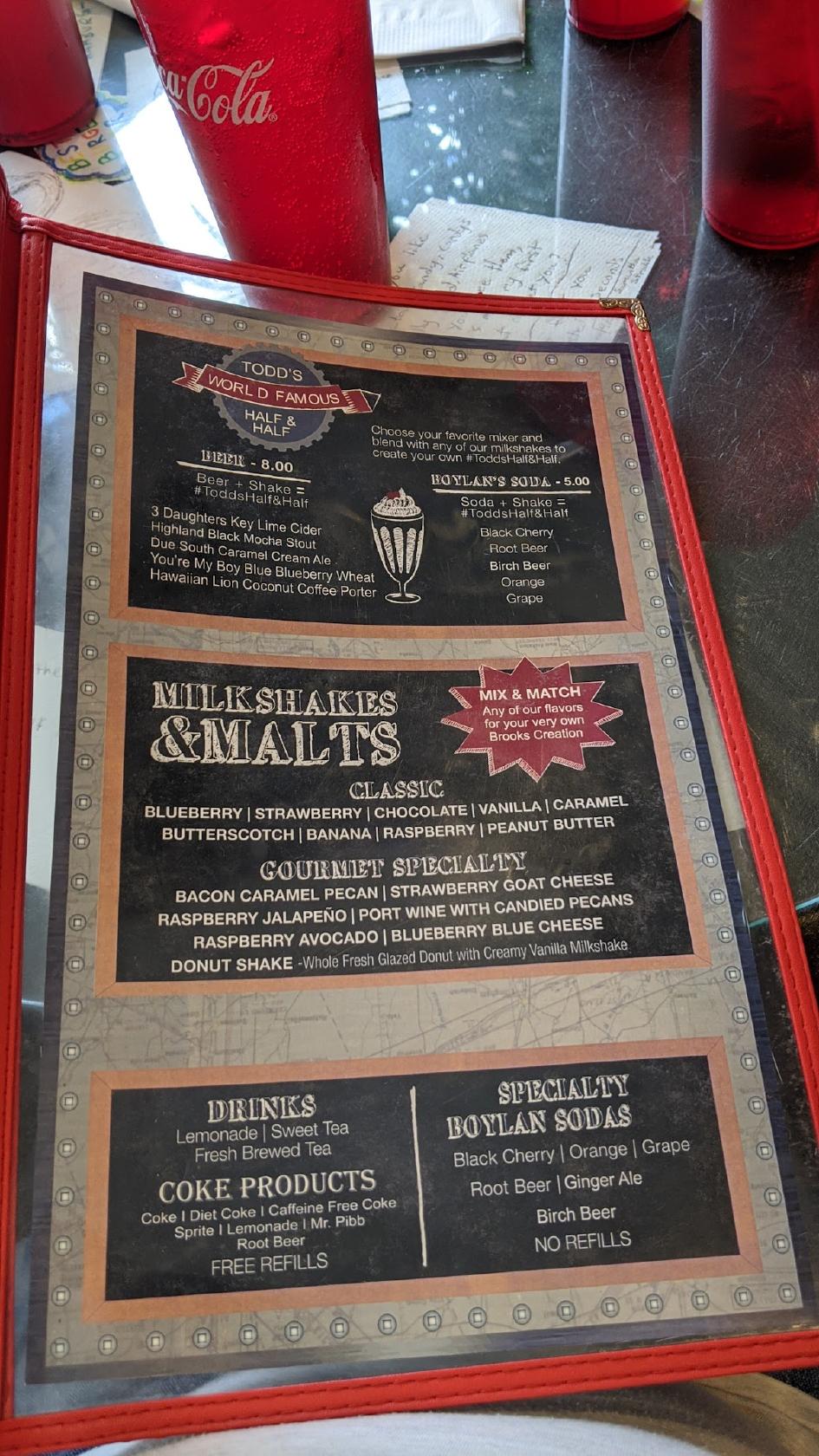 Menu at Brooks Burgers restaurant, Naples, 330 9th St S
