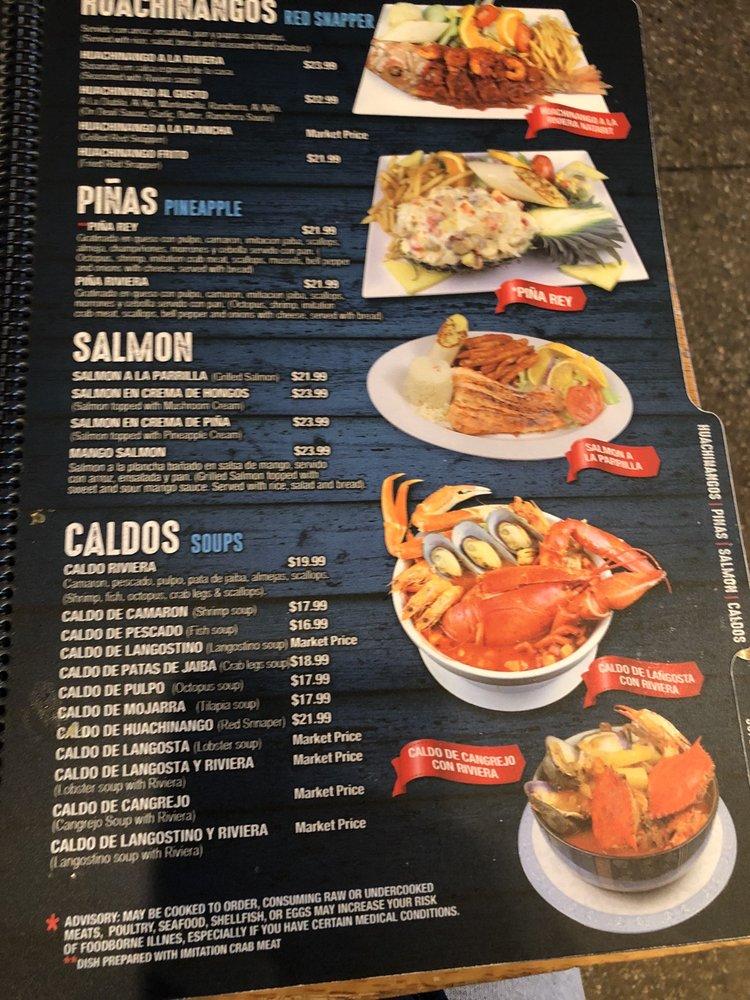 Menu at Mariscos La Riviera Nayarit restaurant, Norcross