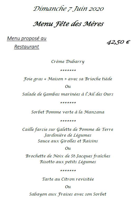 Menu at Hôtel Des Vosges restaurant, Birkenwald