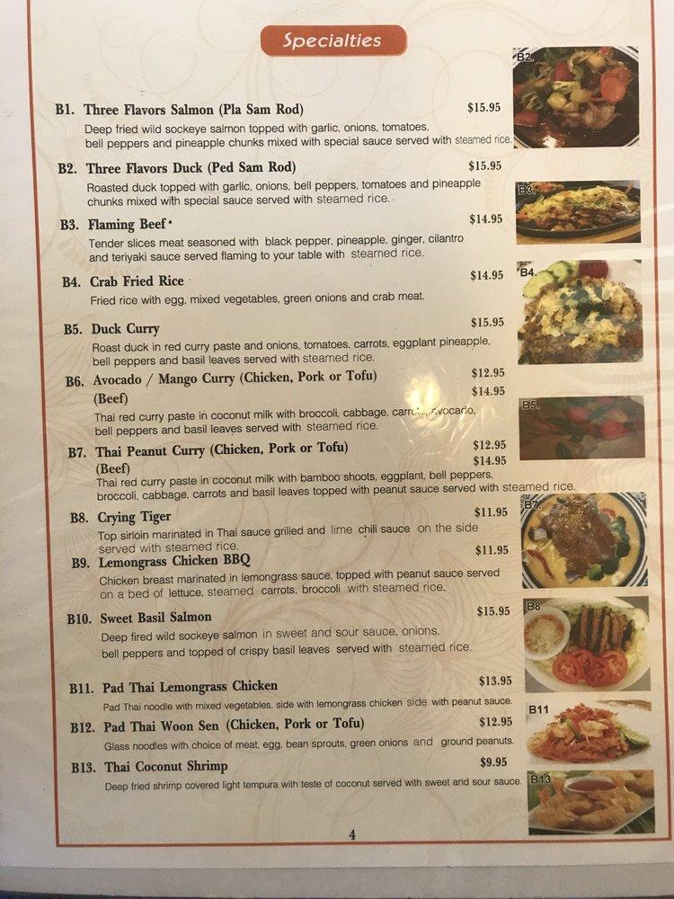 Menu at Nisa's Thai Kitchen restaurant, Warrenton