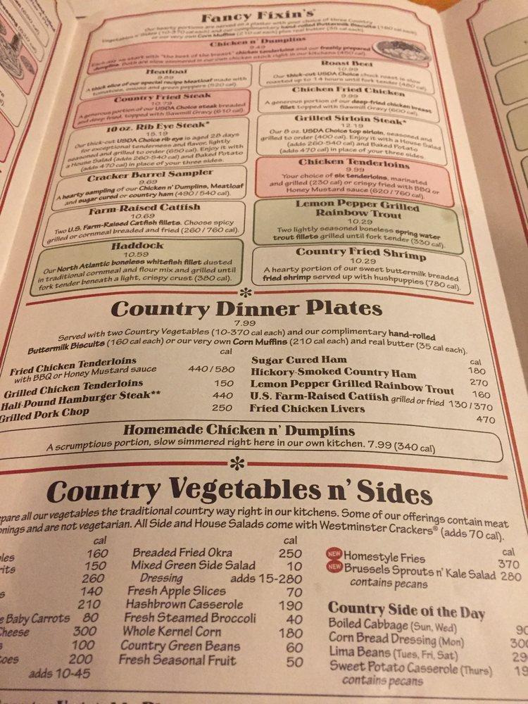 Menu At Cracker Barrel Old Country Store Guntersville