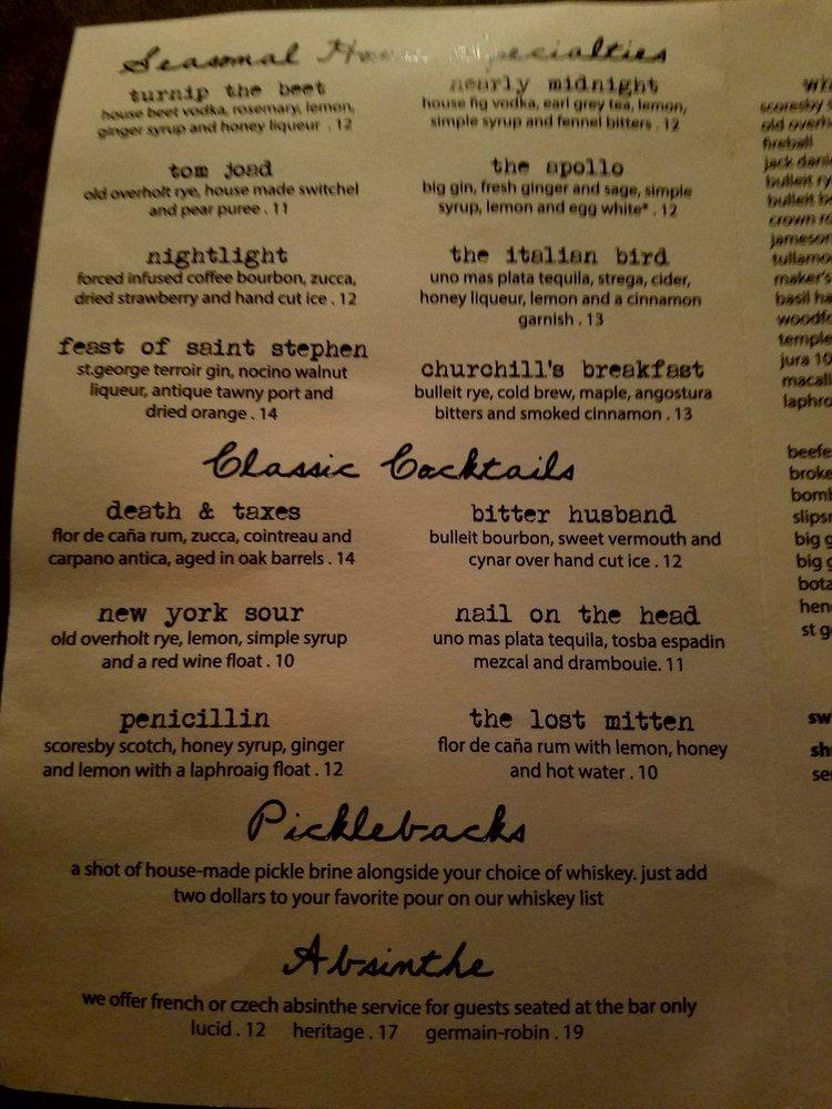 Menu at The Cellar Door pub & bar, Port Townsend