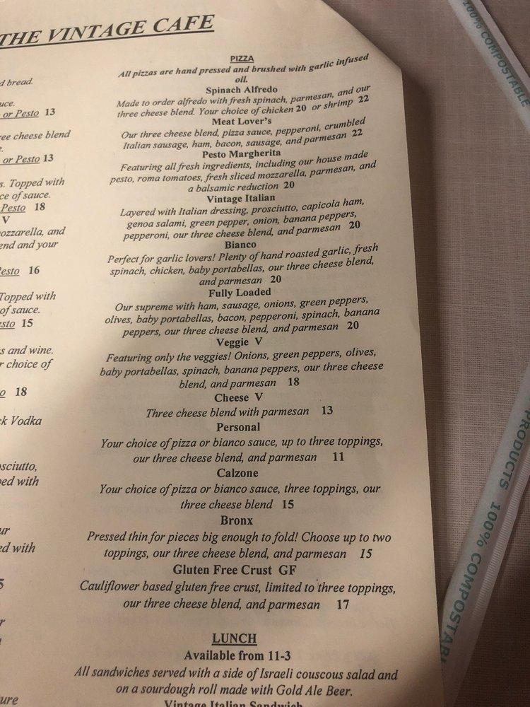 Menu at French Lick Winery restaurant, West Baden Springs