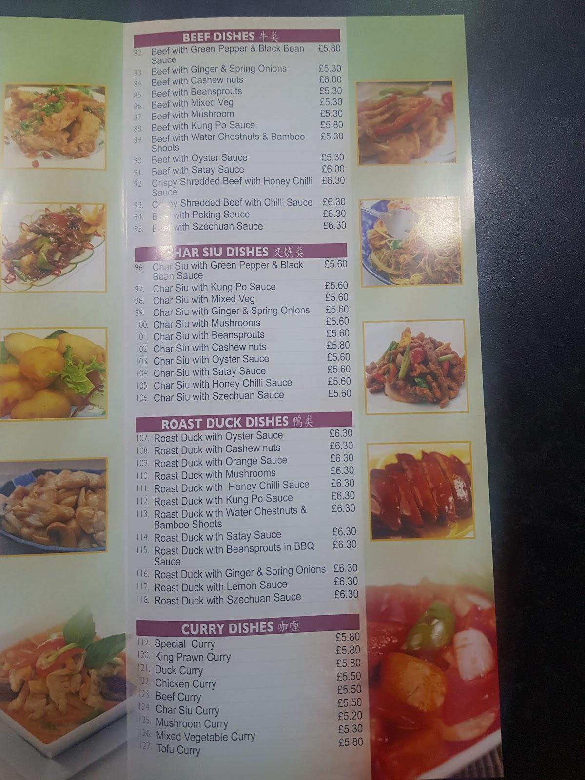 Menu at Taste of China restaurant, Stirling