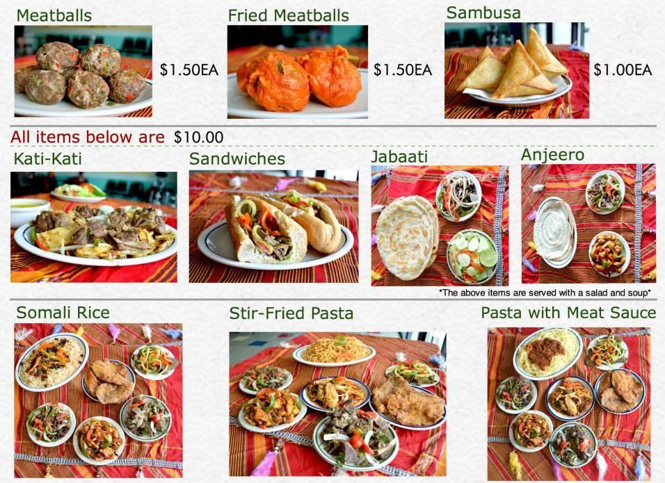 Menu at Horn of Africa Restaurant, Salt Lake City