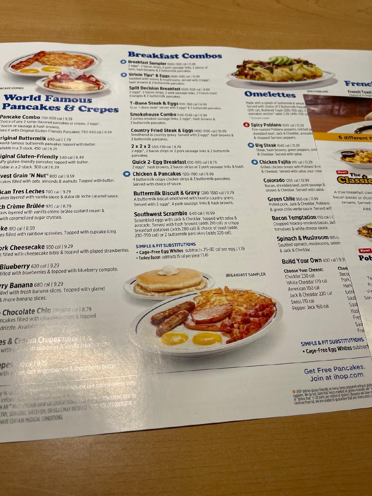 Menu at IHOP restaurant, Bloomfield, 339 Cottage Grove Rd