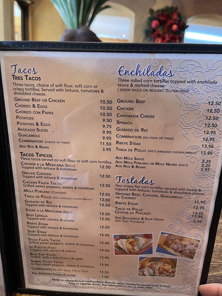 Menu at Javier's Sabor Mexicano & Agave Bar, Arlington Heights