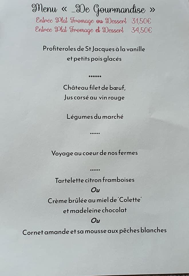 Menu at La Cure Gourmande restaurant, Coren, Imp. des Rochers