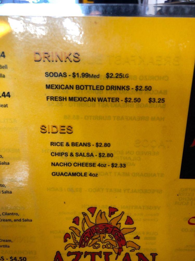 Menu at Aztlan Grilled Taqueria restaurant, Chico