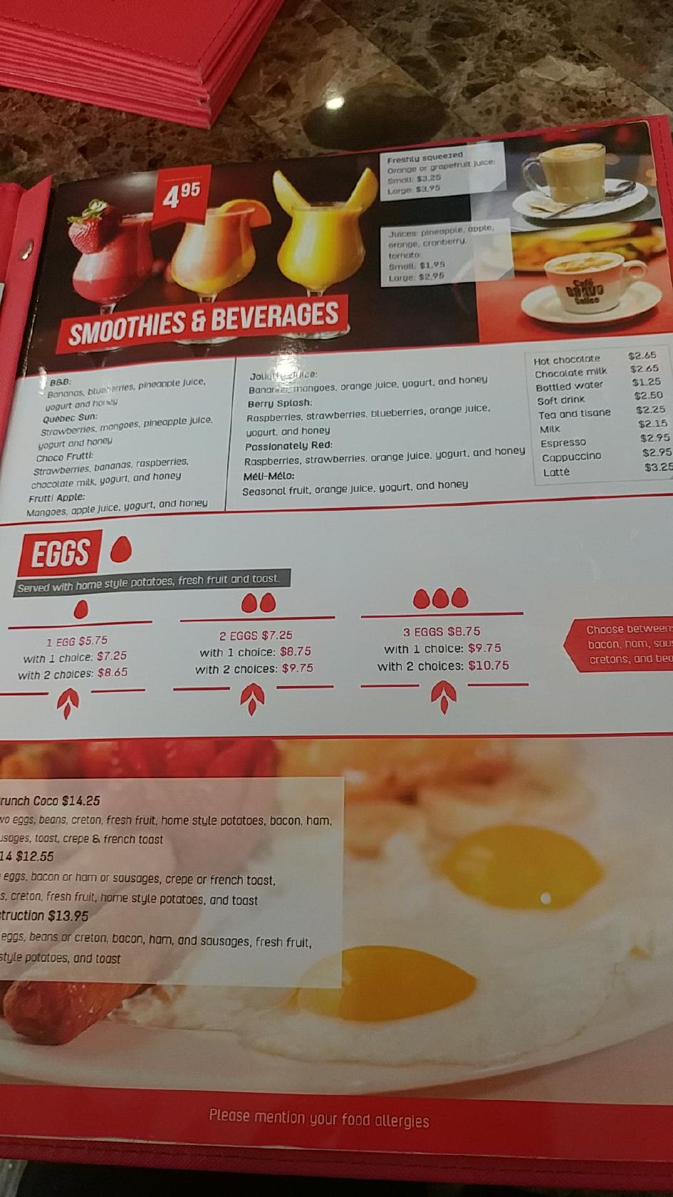 Menu at Coco Frutti 768 Gardiners Rd (Riocan Center) pub & bar