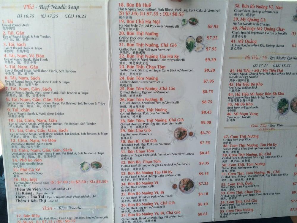 Menu At Pho King Restaurant Oakland 207 E 18th St