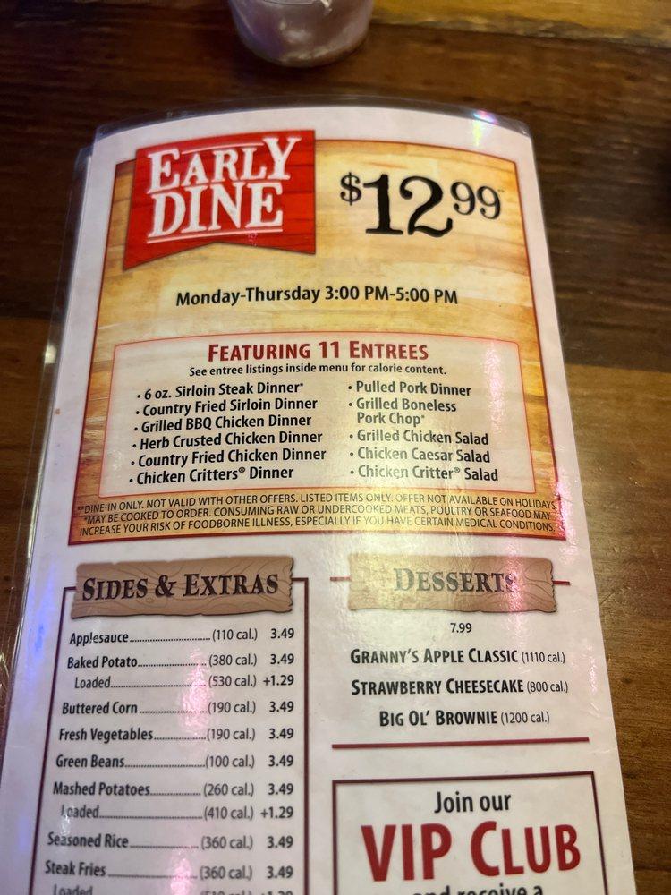 Menu at Texas Roadhouse BBQ, Rialto