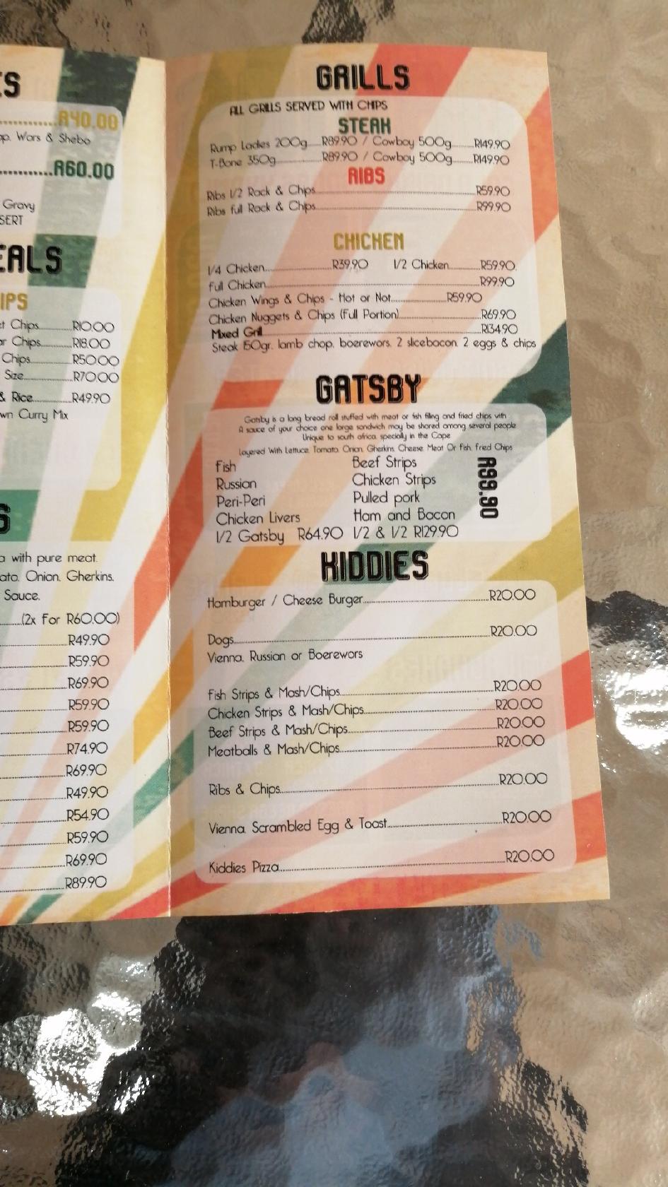 Menu at Abeega Roadhouse Nelspruit restaurant, Nelspruit