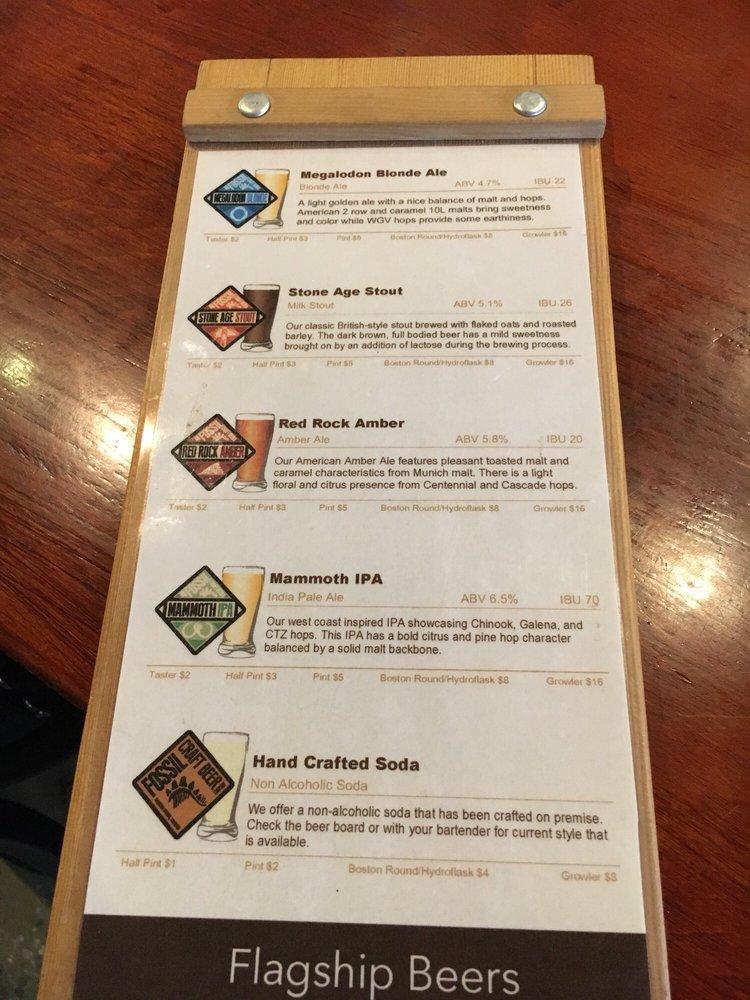 Menu at Fossil Craft Beer Company pub & bar, Colorado Springs, Ore Mill Rd  #1