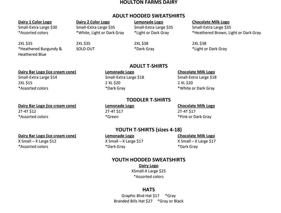Menu at Houlton Farms Dairy Bar, Houlton