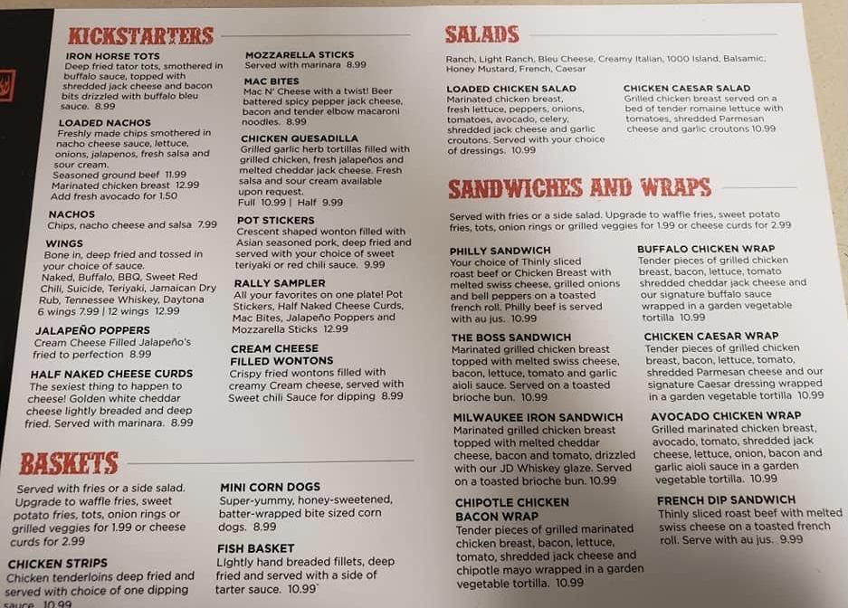 R11d Iron Horse Grill And Saloon Menu 