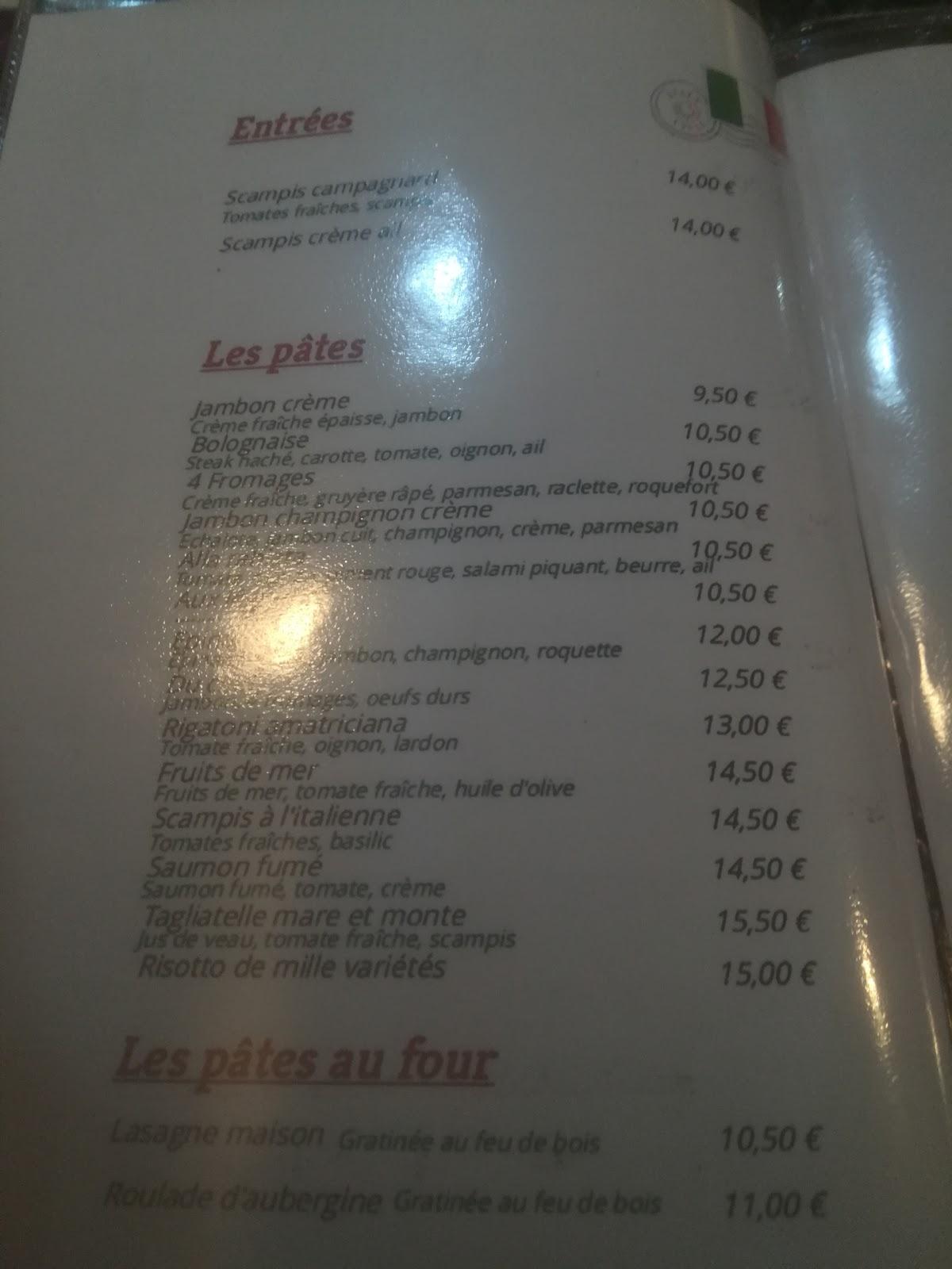 Menu de Pizzarena pizzeria sclessin