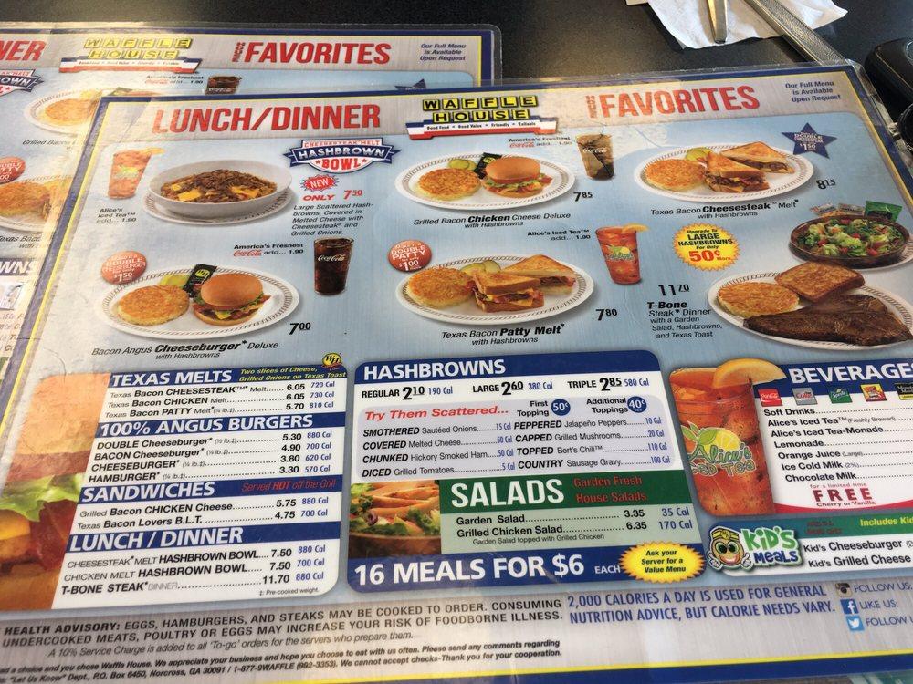 Menu at Waffle House restaurant, Chesapeake, Portsmouth Blvd