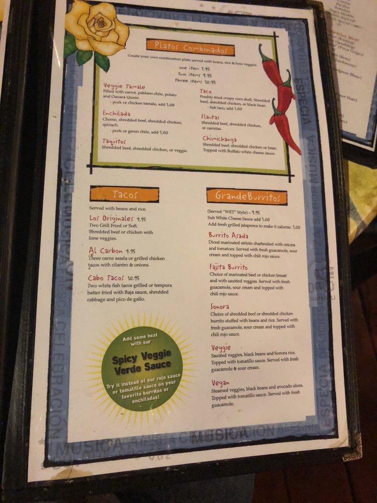 Menu at Rosepepper Cantina restaurant, Nashville