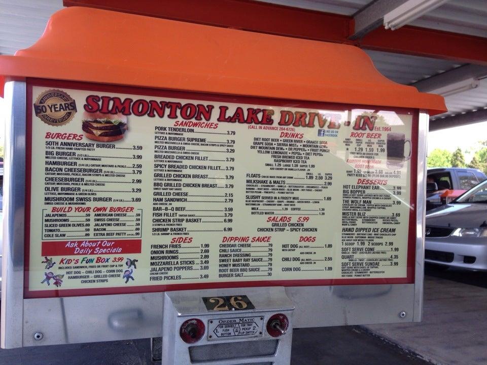 Menu At Simonton Lake Drive In Restaurant Elkhart