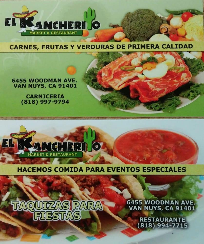 Menu at The Rancherito restaurant, Los Angeles, Woodman Ave