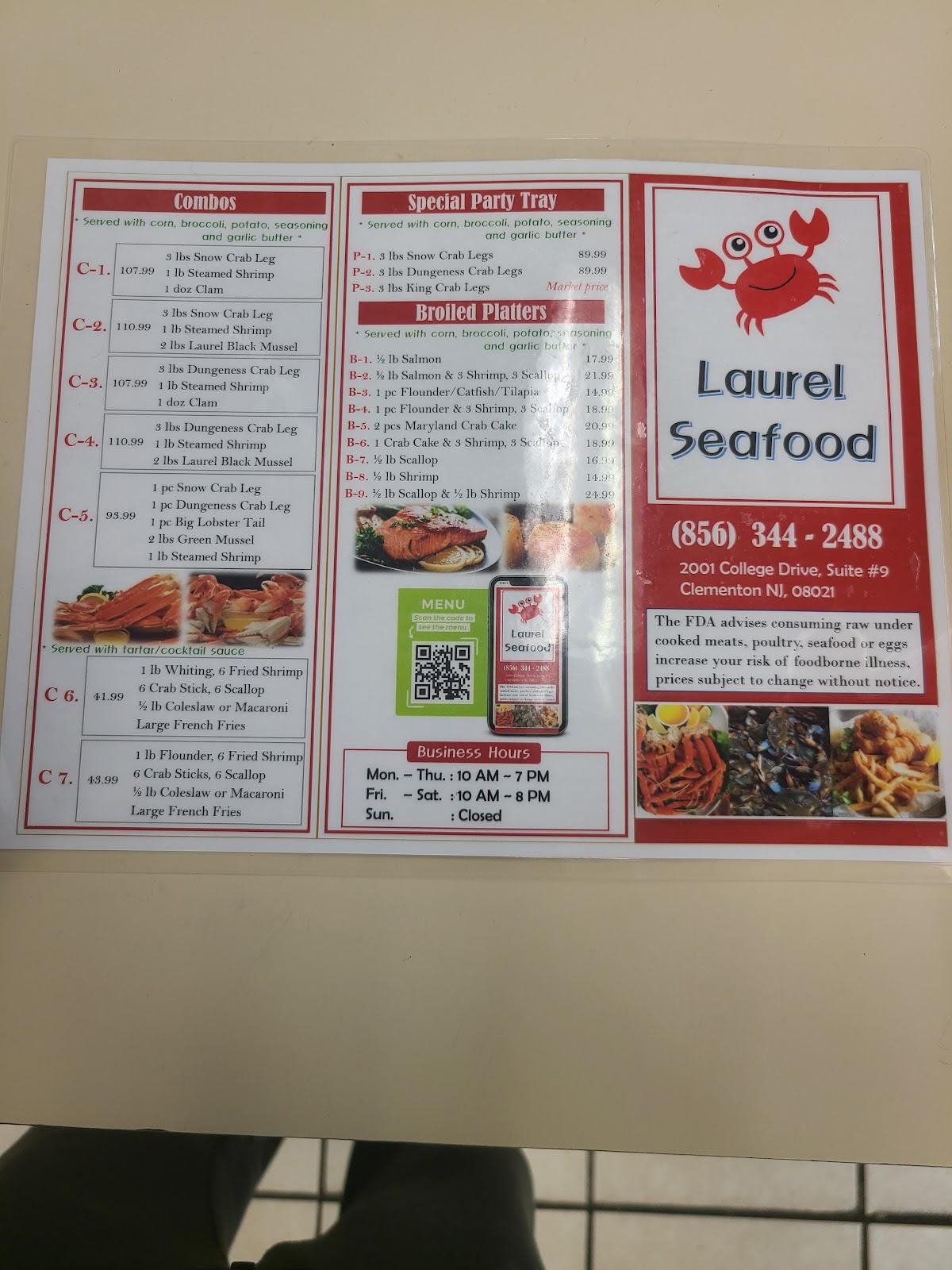 Menu at Laurel Seafood restaurant, Clementon