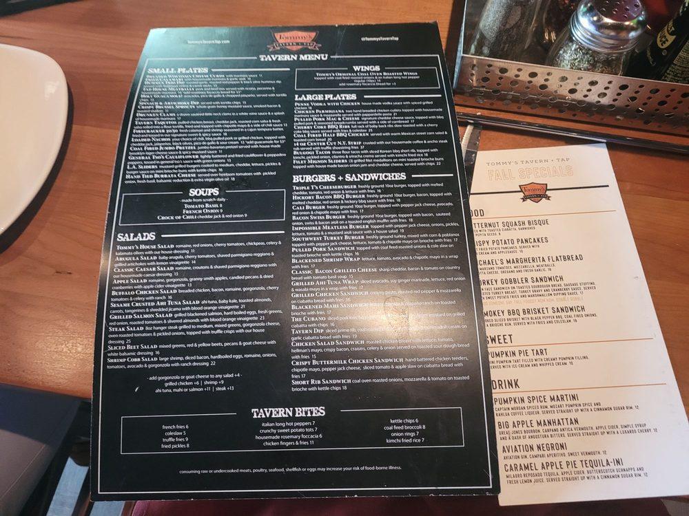 Menu at Tommys Tavern + Tap restaurant, Morris Plains