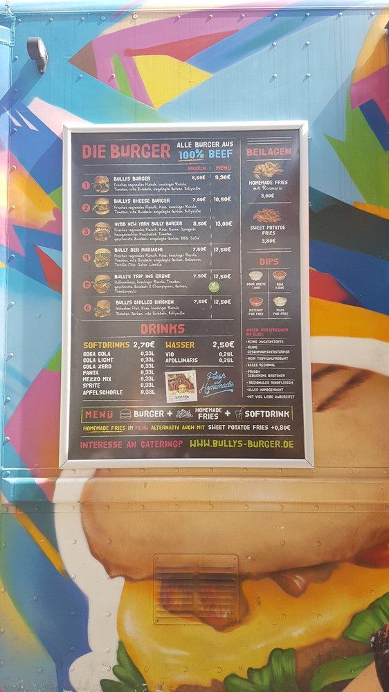 Speisekarte von Bullys Burger Truck, Deutschland