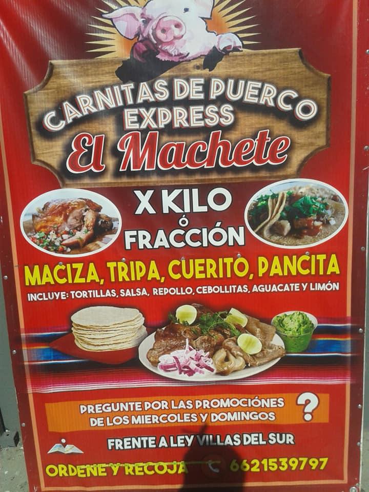 Menu at Carnitas de puerco express "el machete" restaurant, Hermosillo