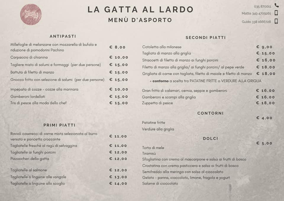 Menu at La gatta al lardo pizzeria, Verdello