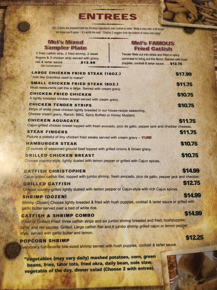 Menu at Mel's Country Cafe, Tomball