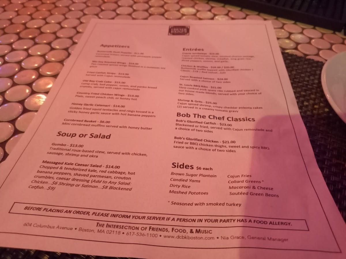 Menu at Darryl's Corner Bar & Kitchen, Boston