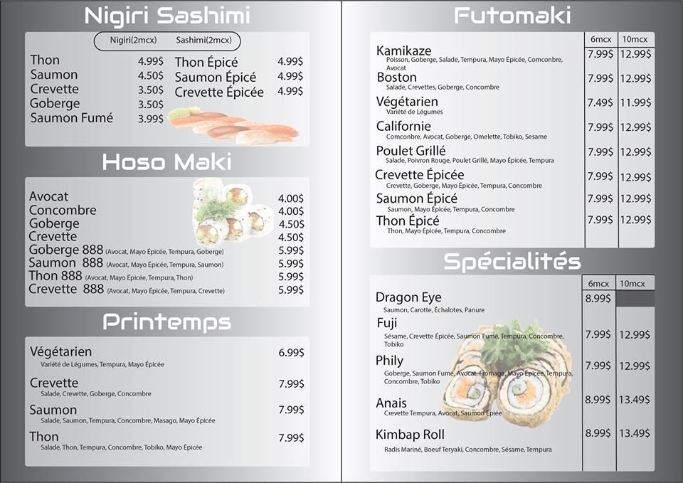 Menu at Sushi Taxi restaurant, Repentigny, 84 Bd Industriel local 395